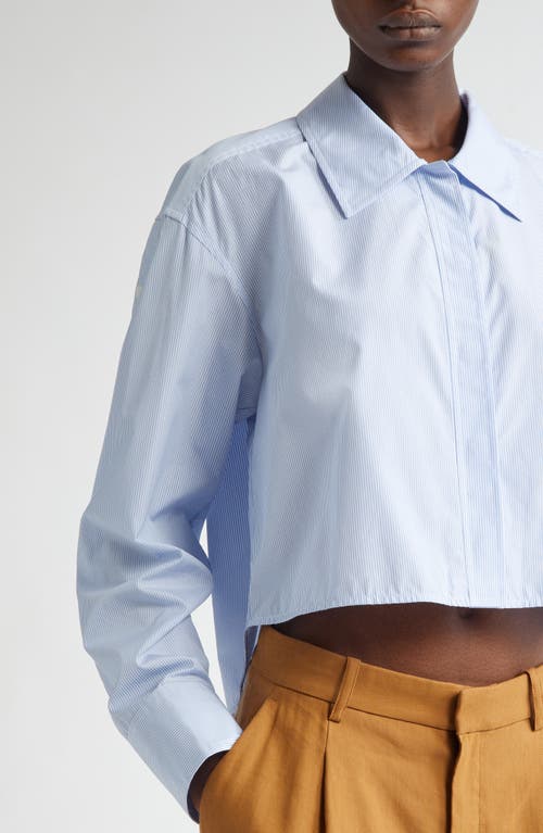 A.l.c . Maude Long Sleeve Roll Tab Crop Shirt In Light Blue