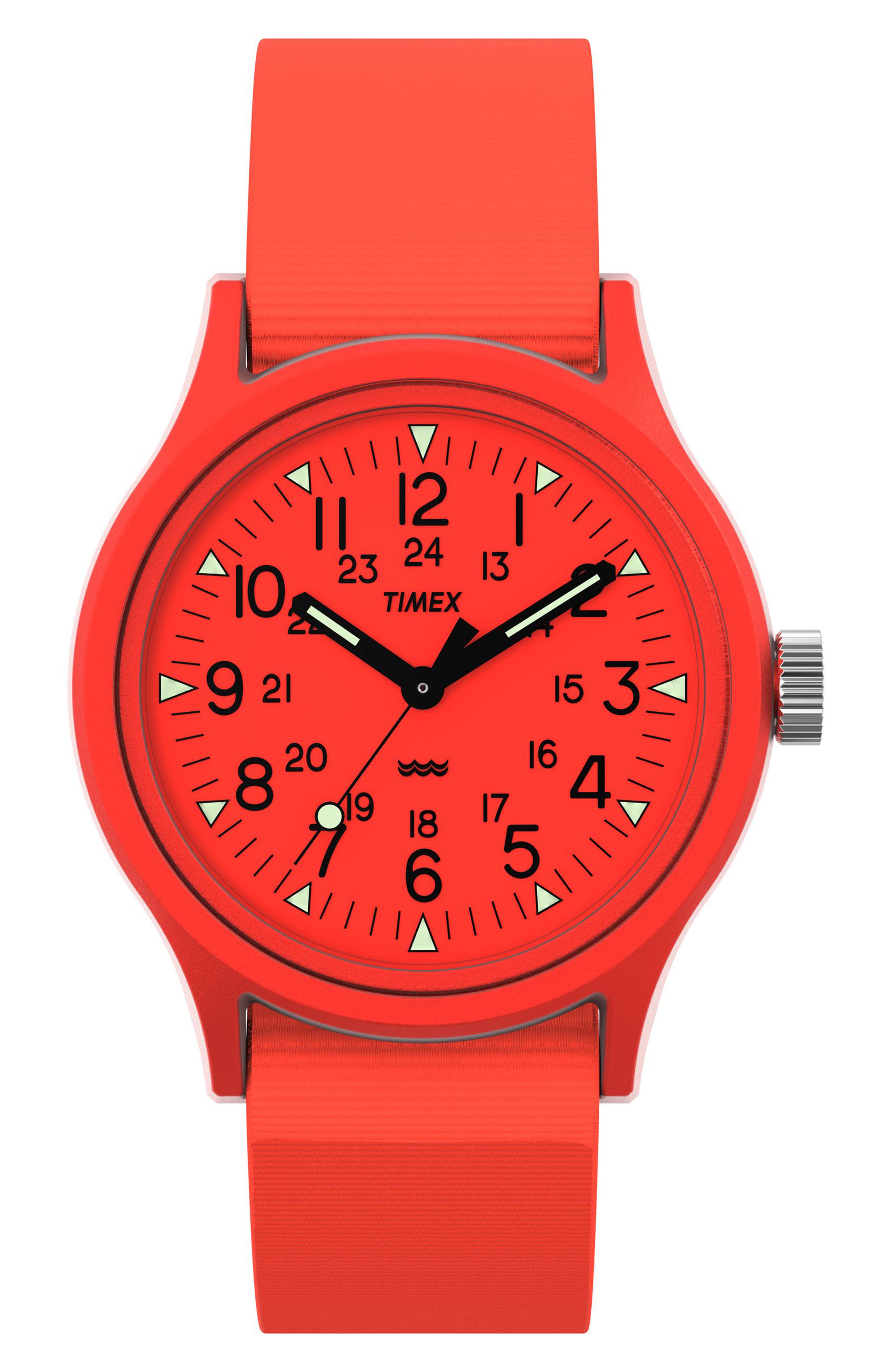 MK1 Orange Resin Webbing Strap Watch, 36mm (Men) | Nordstrom