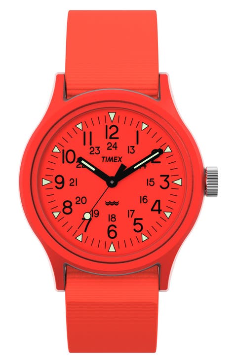 MK1 Orange Resin Webbing Strap Watch, 36mm