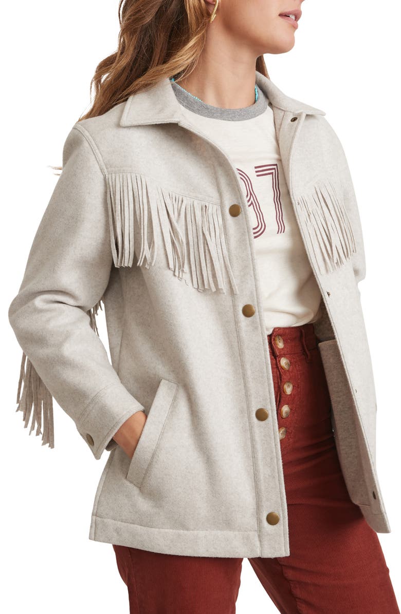 Marine Layer Fallon Fringe Shirt Jacket, Alternate, color,