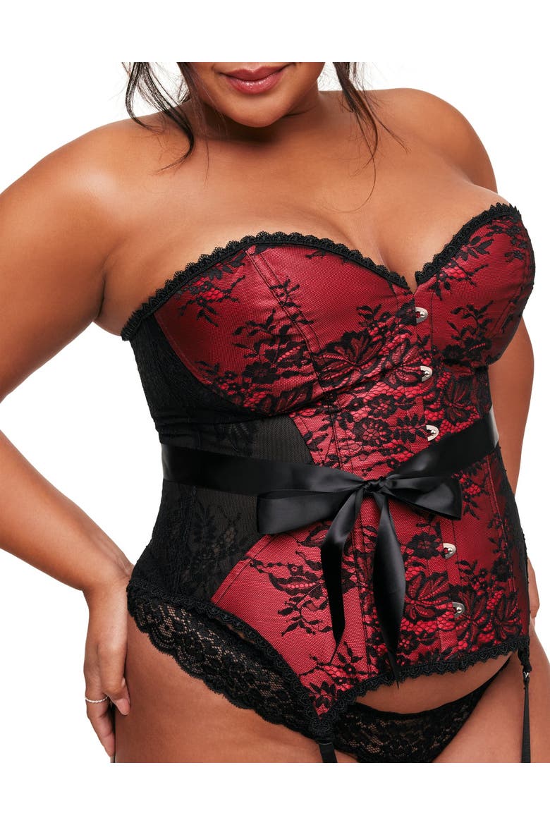 Jasmine Boned Corset & Thong Set, Alternate, color, Black