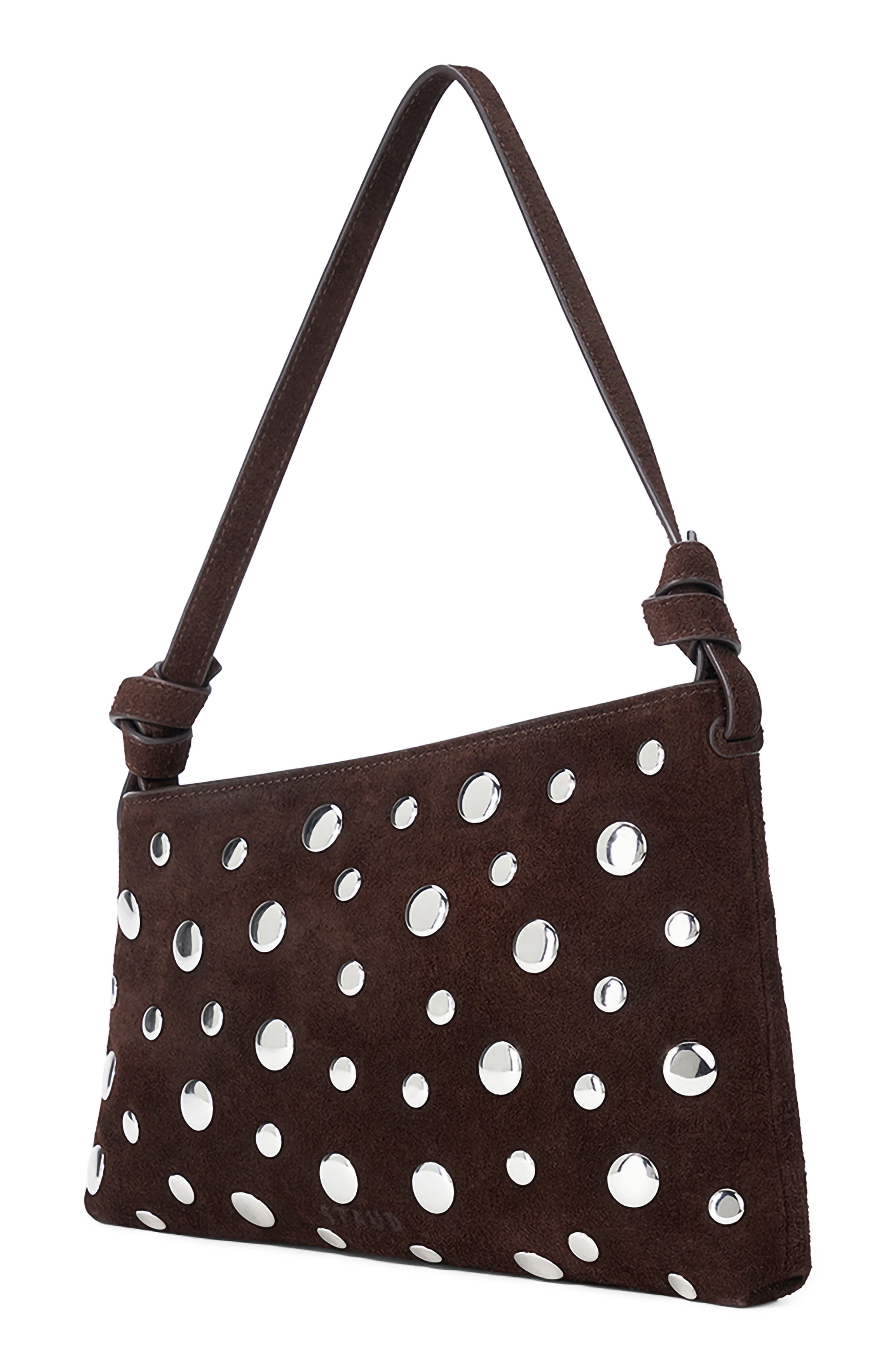 Dani Mini Leather Shoulder Bag, Alternate, color, ESPRESSO STUDS