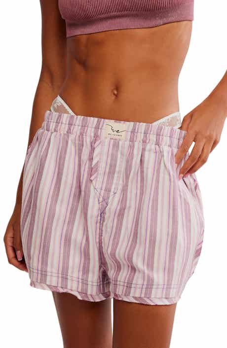 Free People Day to Day Flannel Boxer Pajama Shorts