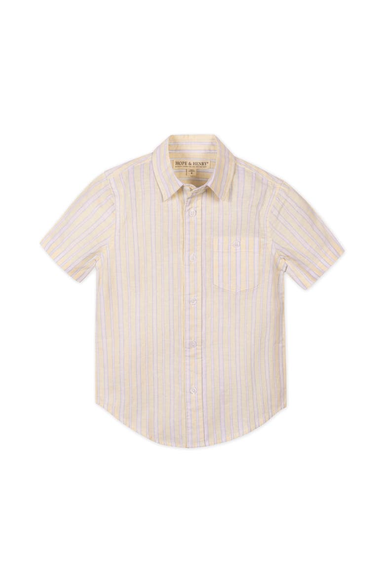 Kids' Linen Short Sleeve Shirt, Main, color, Sunlit Stripe