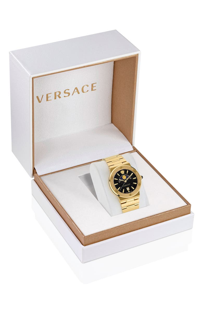 Versace Greca Logo Bracelet Watch, 38mm, Alternate, color, Ip Yellow Gold