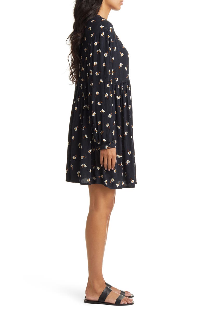 Billabong Wishin' Well Floral Print Long Sleeve Babydoll Dress, Alternate, color,