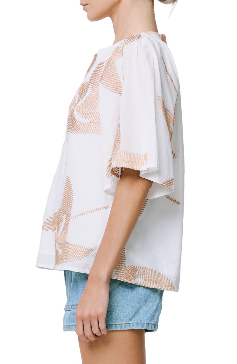CIEBON Alexia Embroidery Top, Alternate, color, Off White/Tan