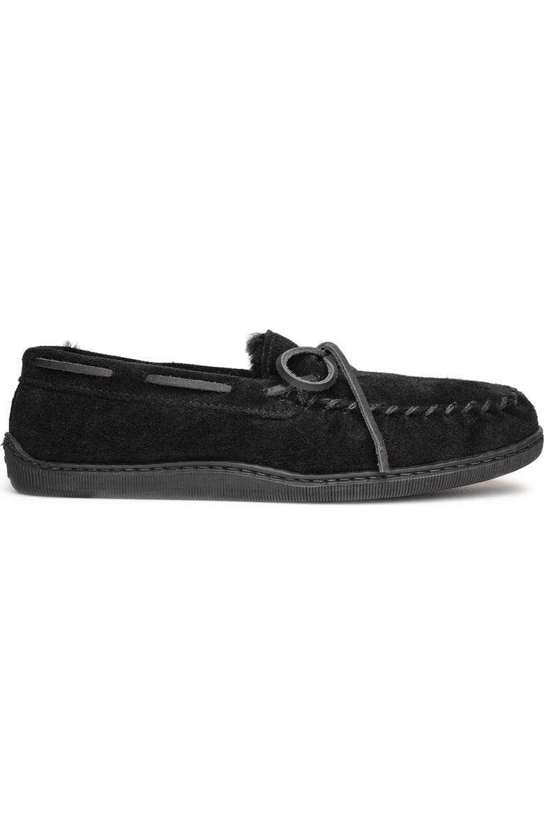 Minnetonka Genuine Shearling Loafer, Alternate, color, Black
