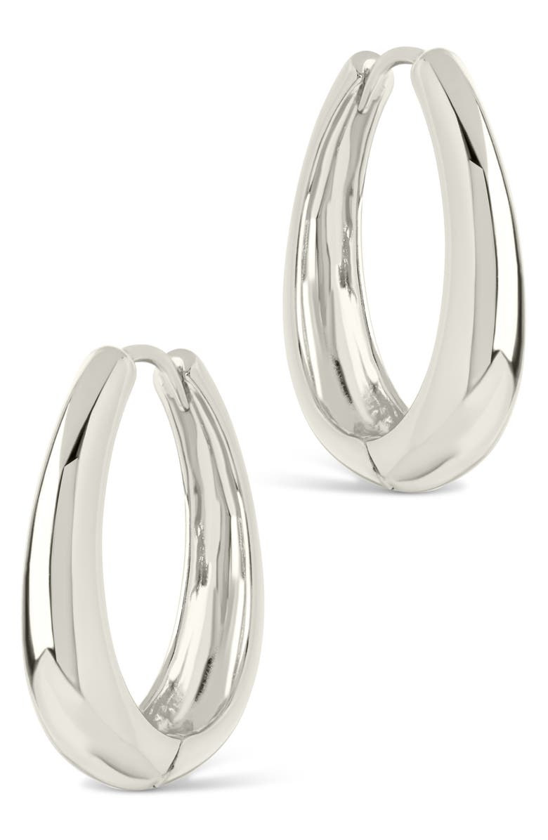 Sterling Forever Nikki Teardrop Hoop Earrings, Alternate, color, Silver