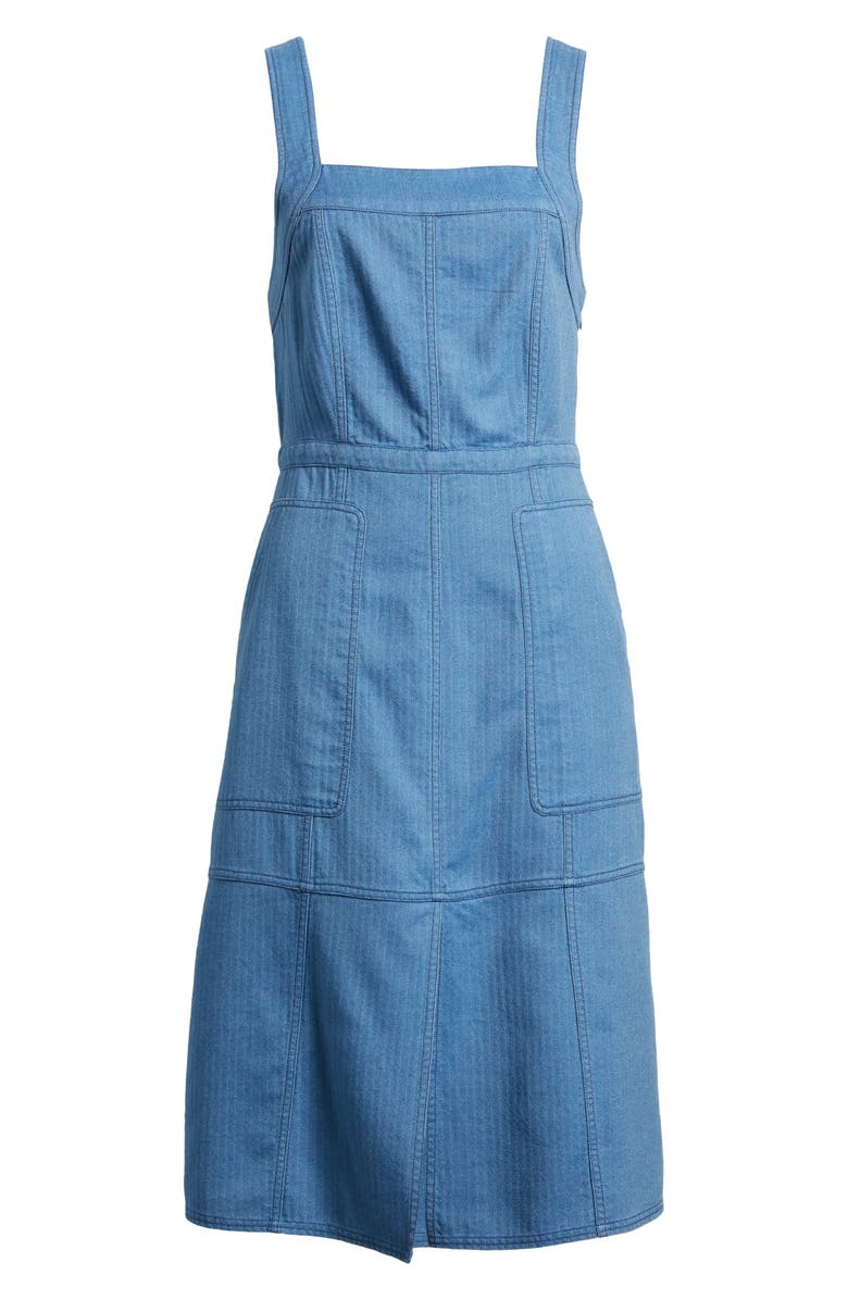 Treasure & Bond Indigo Cotton Apron Dress, Alternate, color, Light Wash