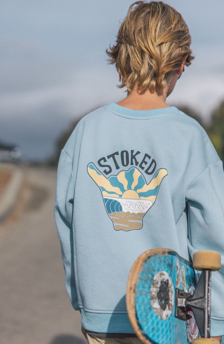 Feather 4 Arrow Kids' Ryder Stoked Oversize Crewneck Sweatshirt, Alternate, color, Sterling Blue