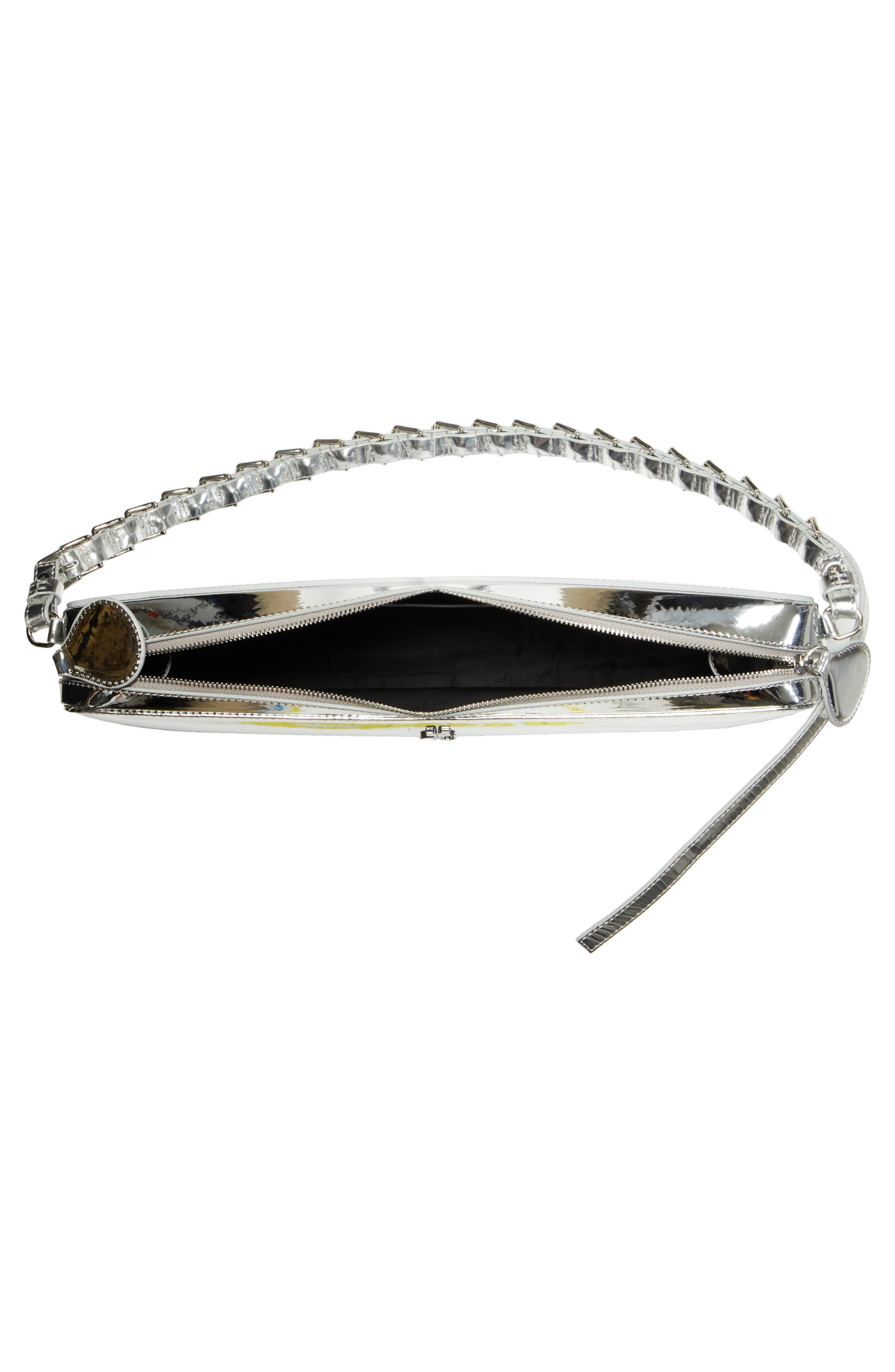Mirror Faux Patent Leather Baguette Bag, Alternate, color, MIRROR