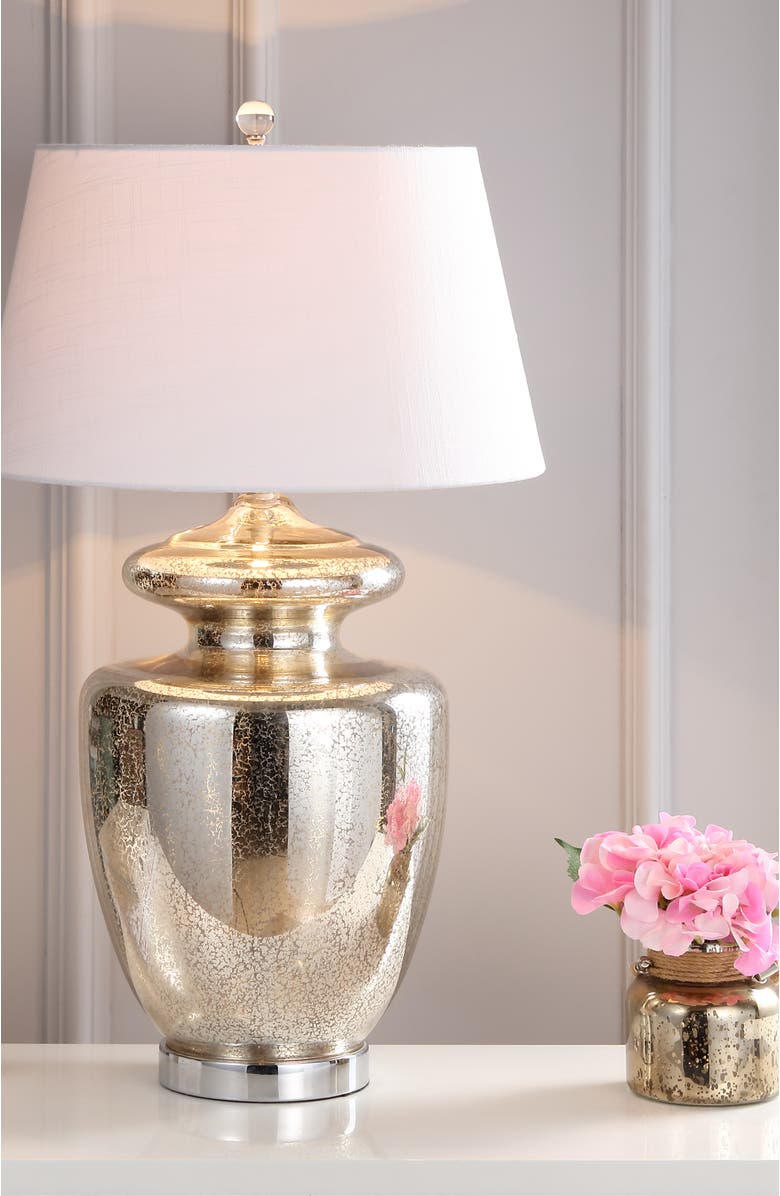 JONATHAN Y Hughes 31" Glass LED Table Lamp, Mercury Glass, Alternate, color, 