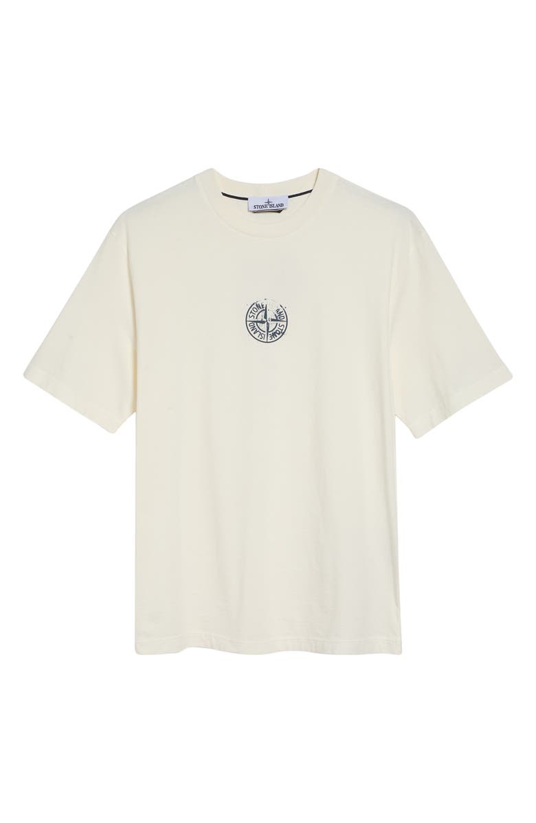 Stone Island Distressed Logo Organic Cotton Graphic T-Shirt, Main, color, Ivory