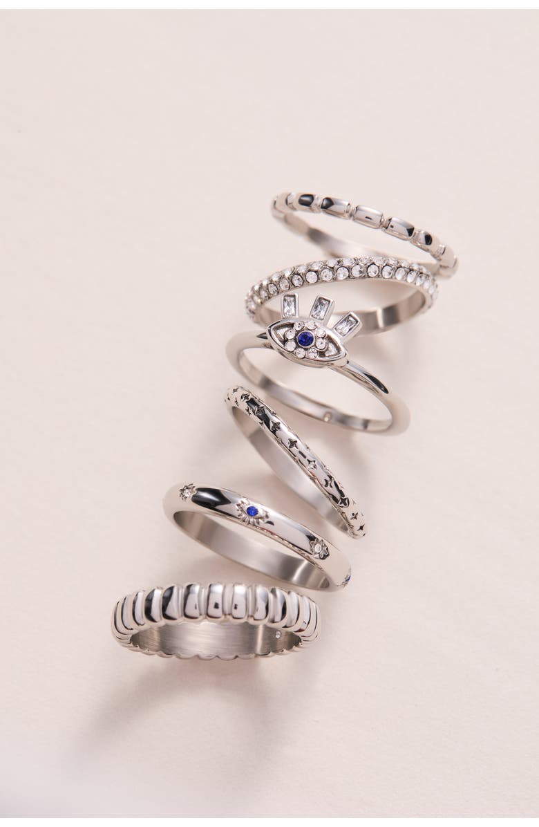 Alex and Ani Multi Textured Stacking Ring Set of 3, Alternate, color, Silver