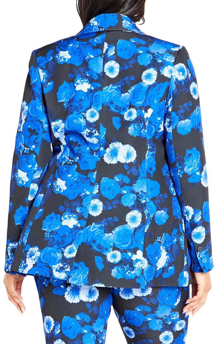 City Chic Kiara Floral Notched Lapel Blazer, Alternate, color, 