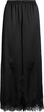 Open Edit Lace Trim Satin Pants
