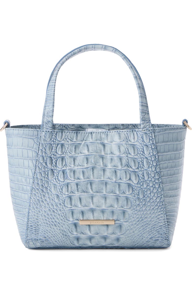 Brahmin Small Mona Croc Embossed Leather Top Handle Bag, Main, color, Stonewash