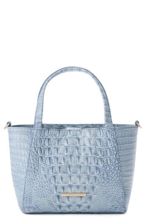Small Mona Croc Embossed Leather Top Handle Bag