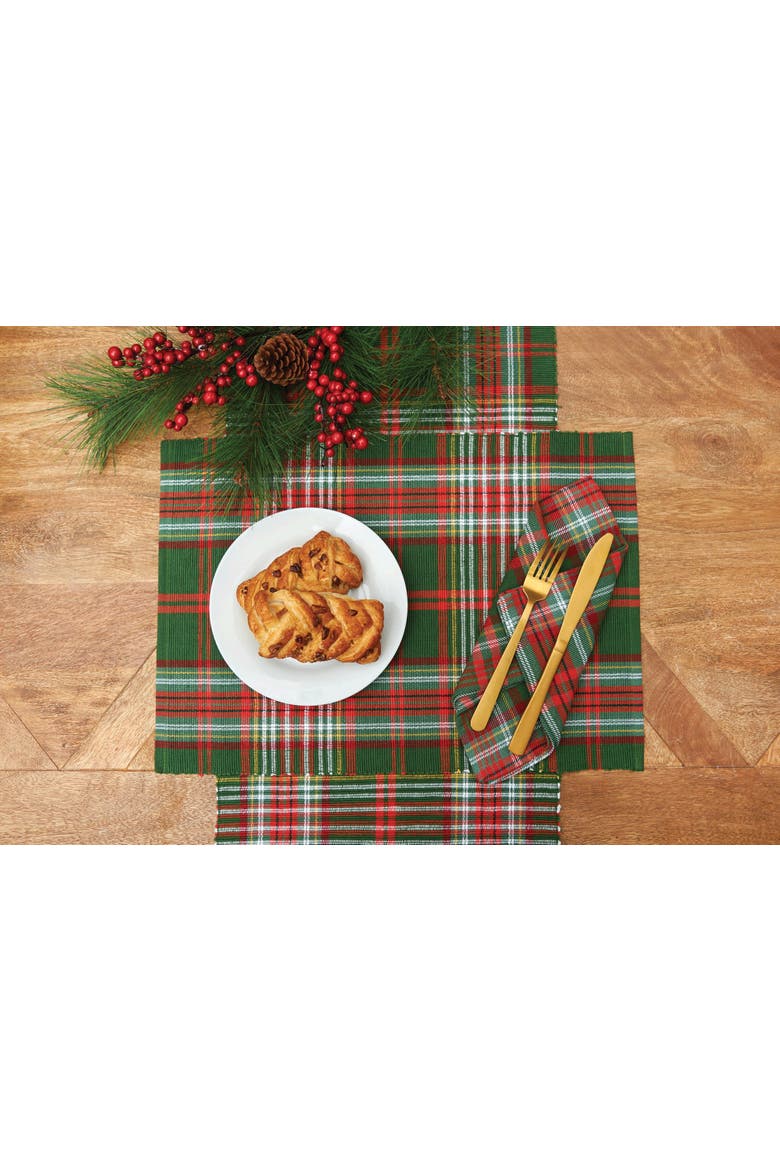 Axel Plaid Table Runner 13" x 72", Alternate, color, Green