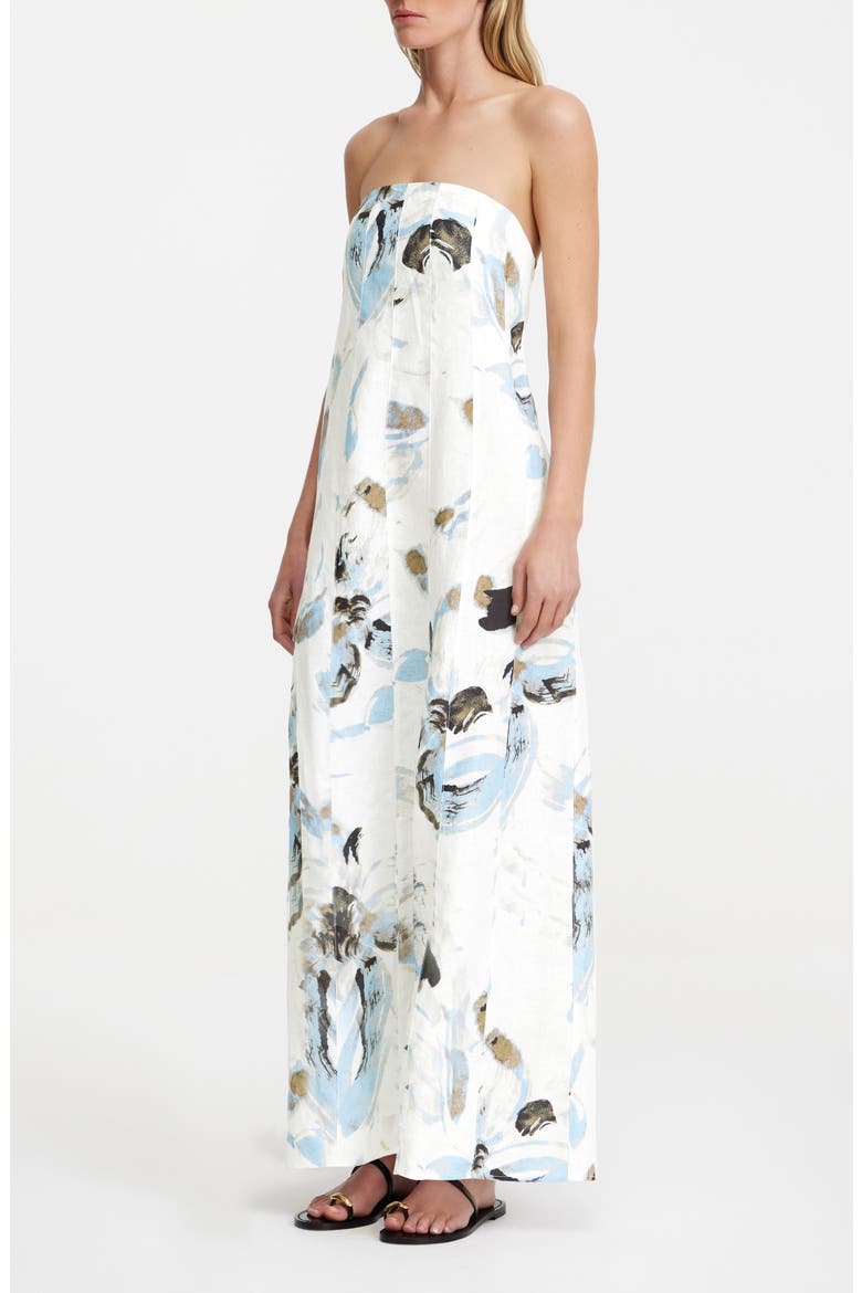 Rosalie Floral Cotton Strapless Maxi Dress, Alternate, color, MAGNOLIA