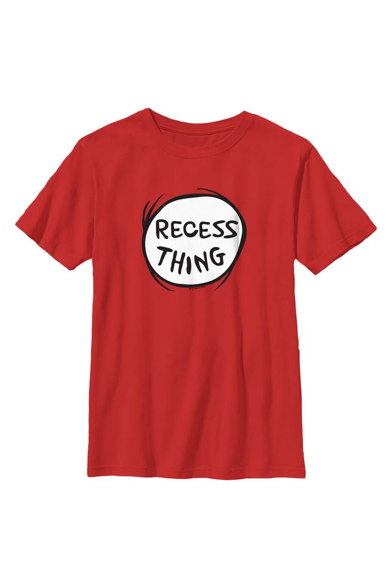 Boy's Dr. Seuss Recess Thing Badge  Graphic T-Shirt, Main, color, Red