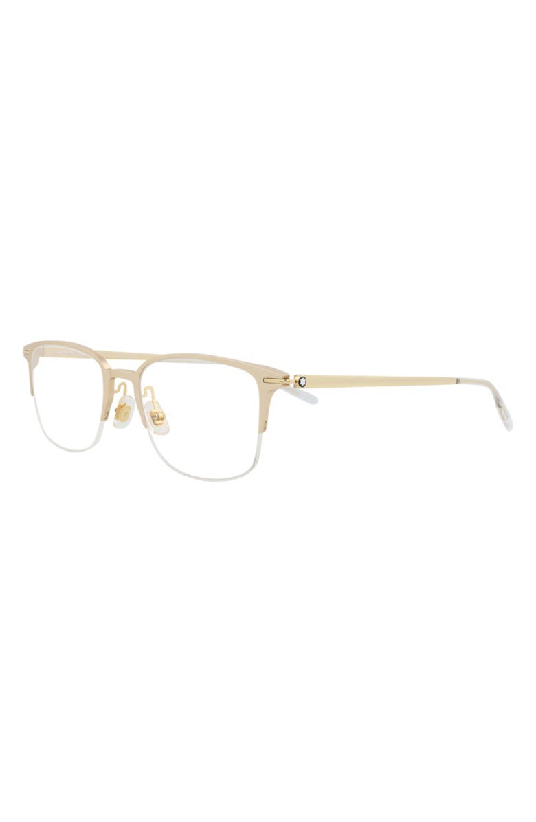 Montblanc 52mm Half Rim Optical Glasses, Alternate, color, Gold Gold Transparent