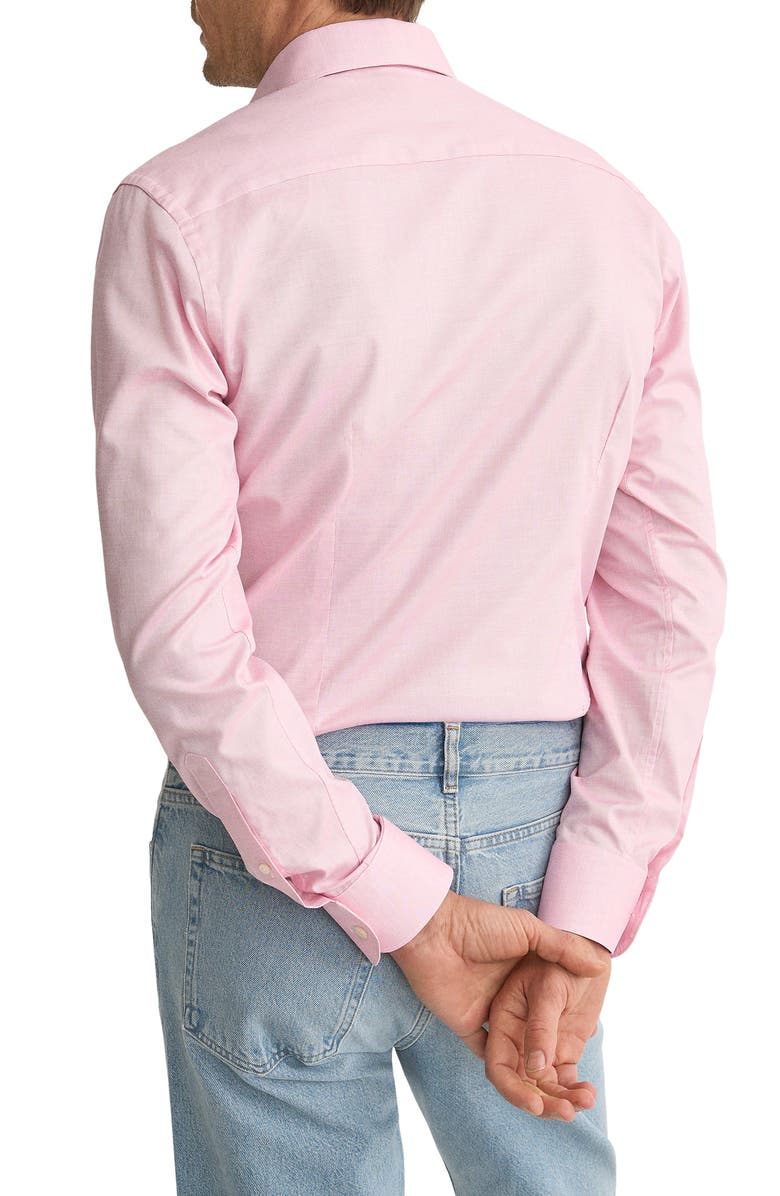 Eton Contemporary Fit Pink Microcheck Cotton Dobby Dress Shirt, Alternate, color, Medium Pink