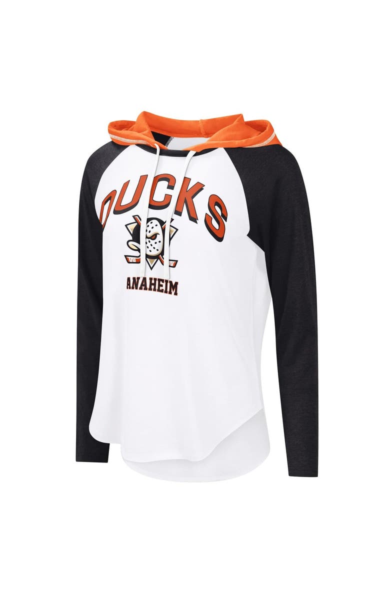 G-III 4HER BY CARL BANKS Women's G-III 4Her by Carl Banks White Anaheim Ducks VIP Raglan Long Sleeve Hoodie T-Shirt, Alternate, color, White