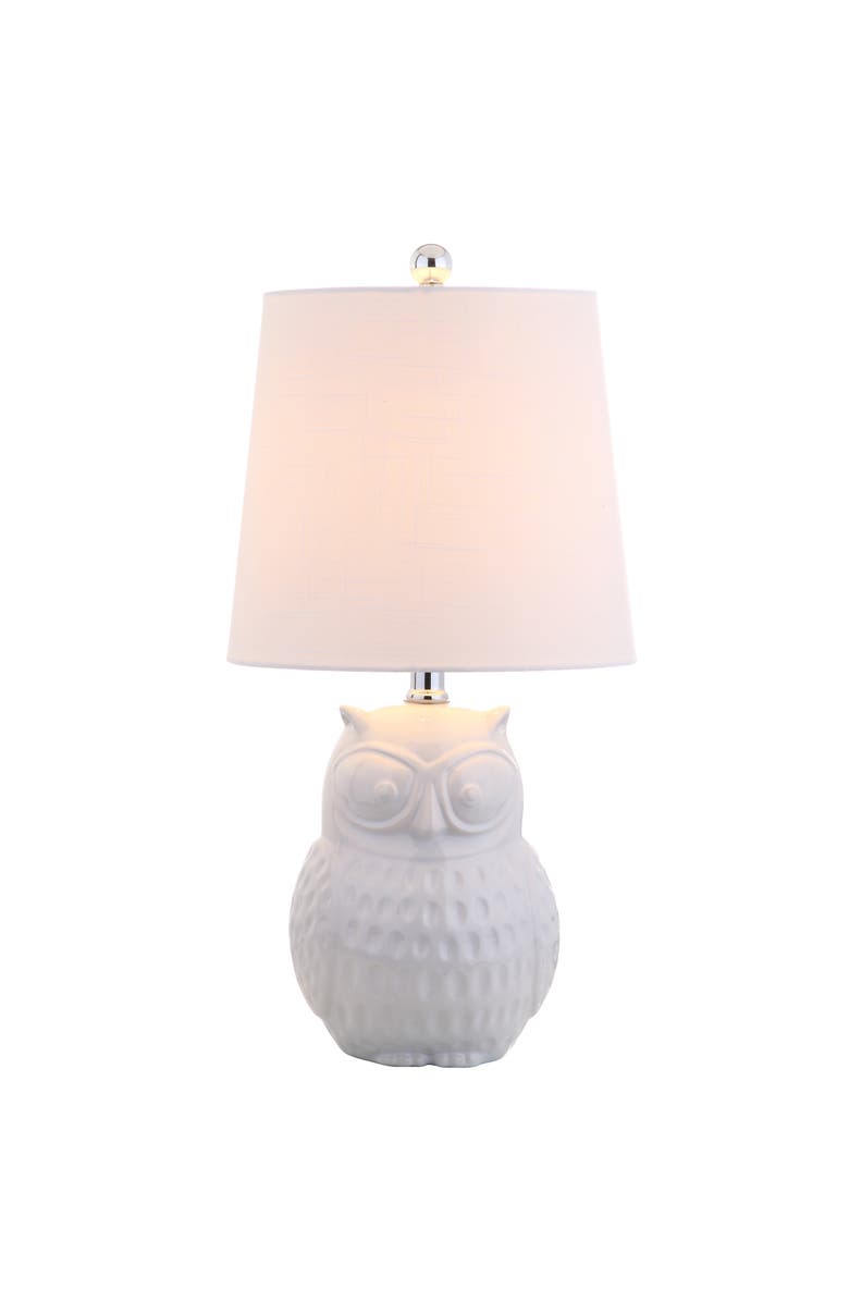 JONATHAN Y Hoot Ceramic Mini LED Table Lamp, Alternate, color, White