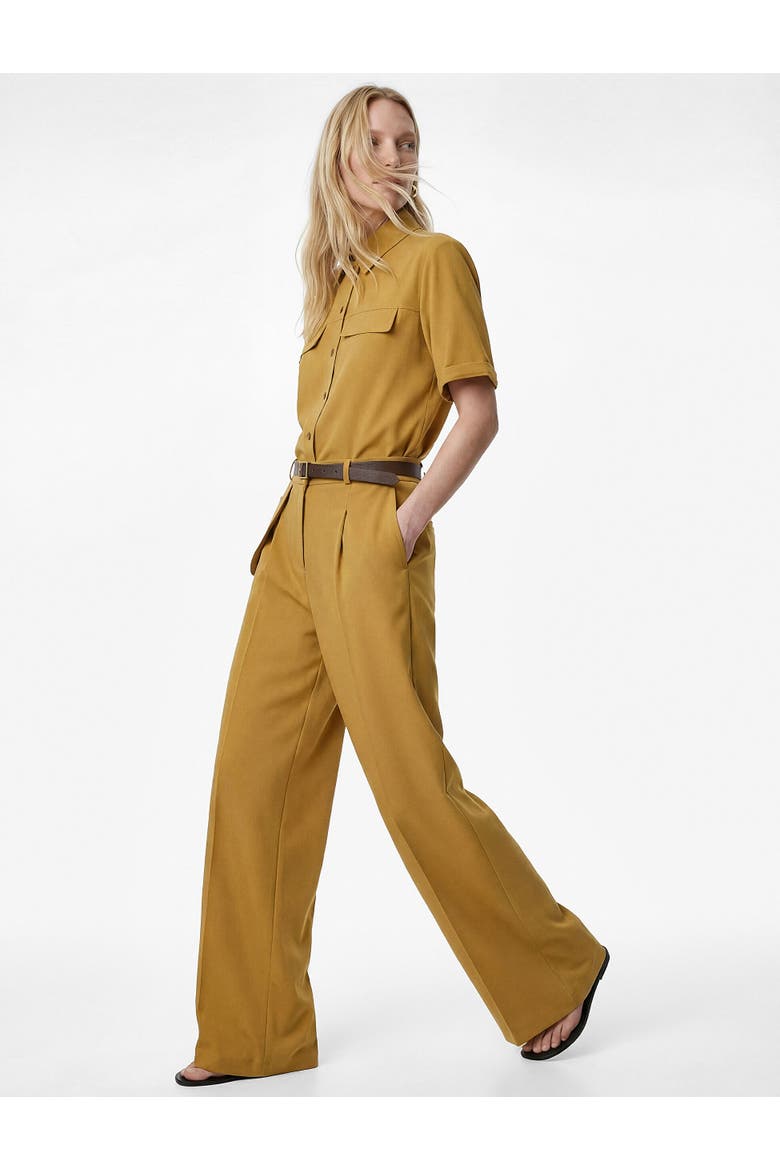 Wide Leg Belted Trousers with Pocket Detail, Alternate, color, KHAKI