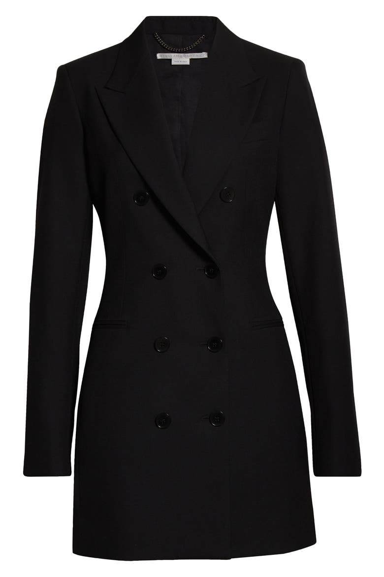 Double Breasted Wool Blazer Dress, Alternate, color, BLACK
