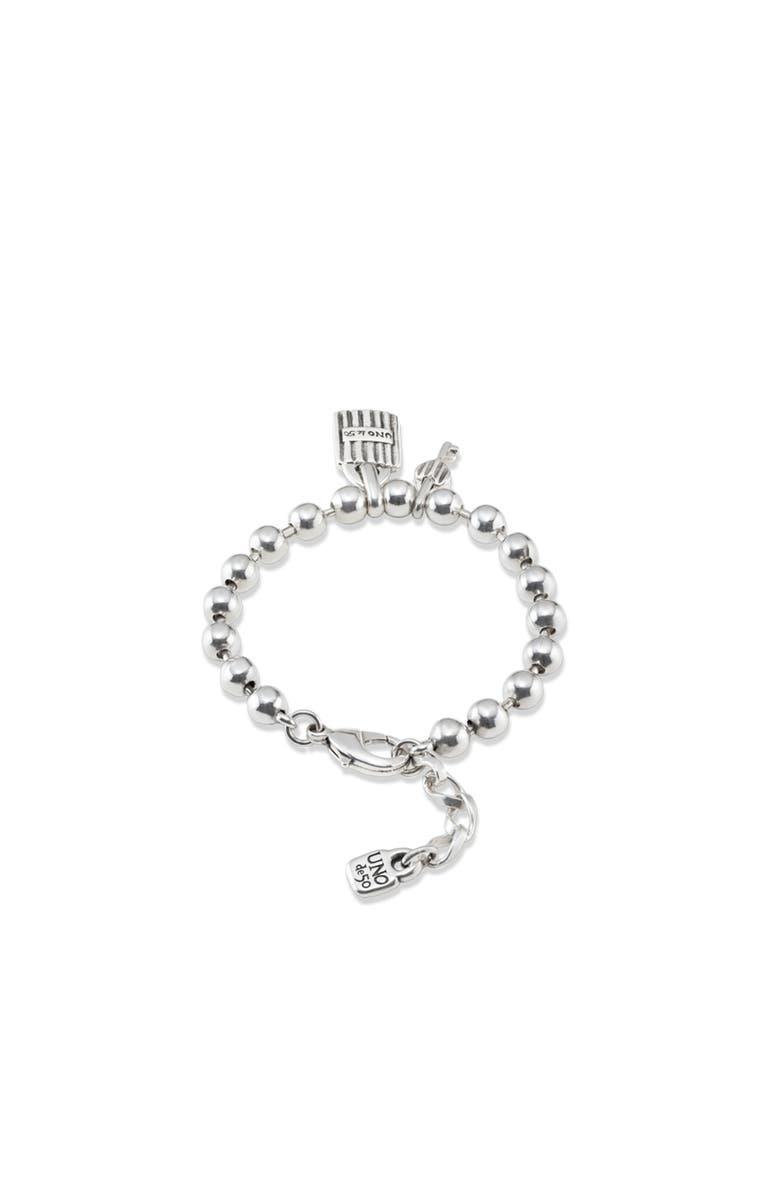 UNODE50 Lock 
Key Charm Bracelet, Alternate, color, Silver