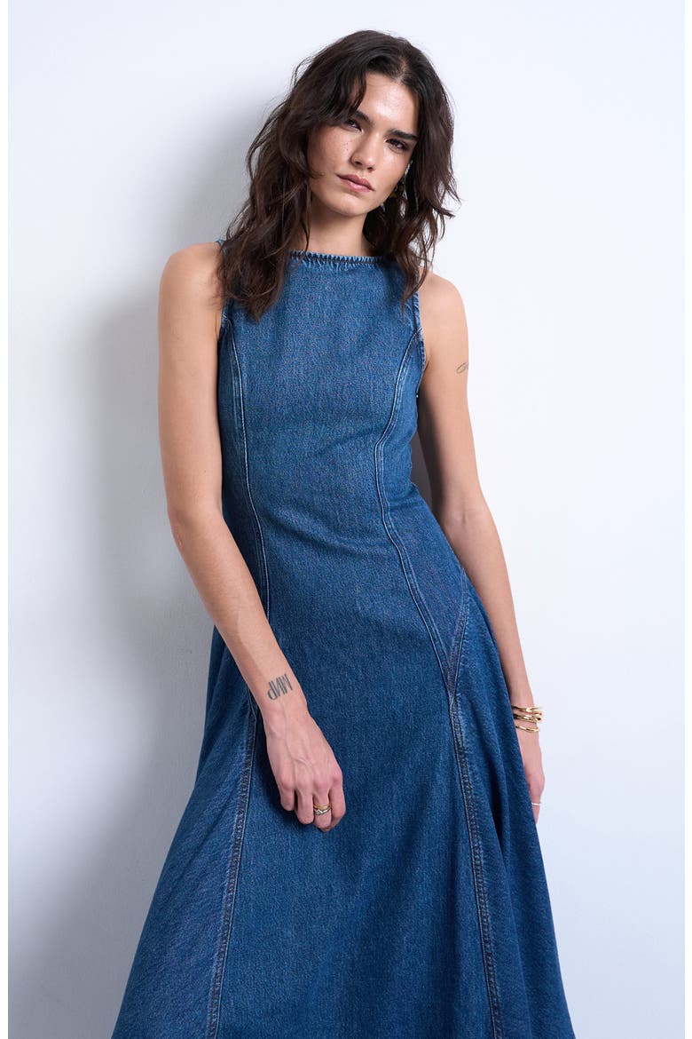 Sleeveless Denim Dress, Alternate, color, MEDIUM BLUE