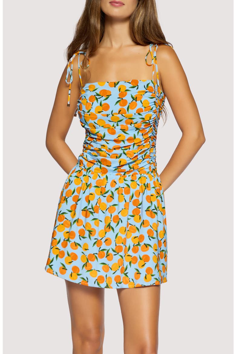 Citrus Soirée Minidress, Alternate, color, BLUE ORANGE