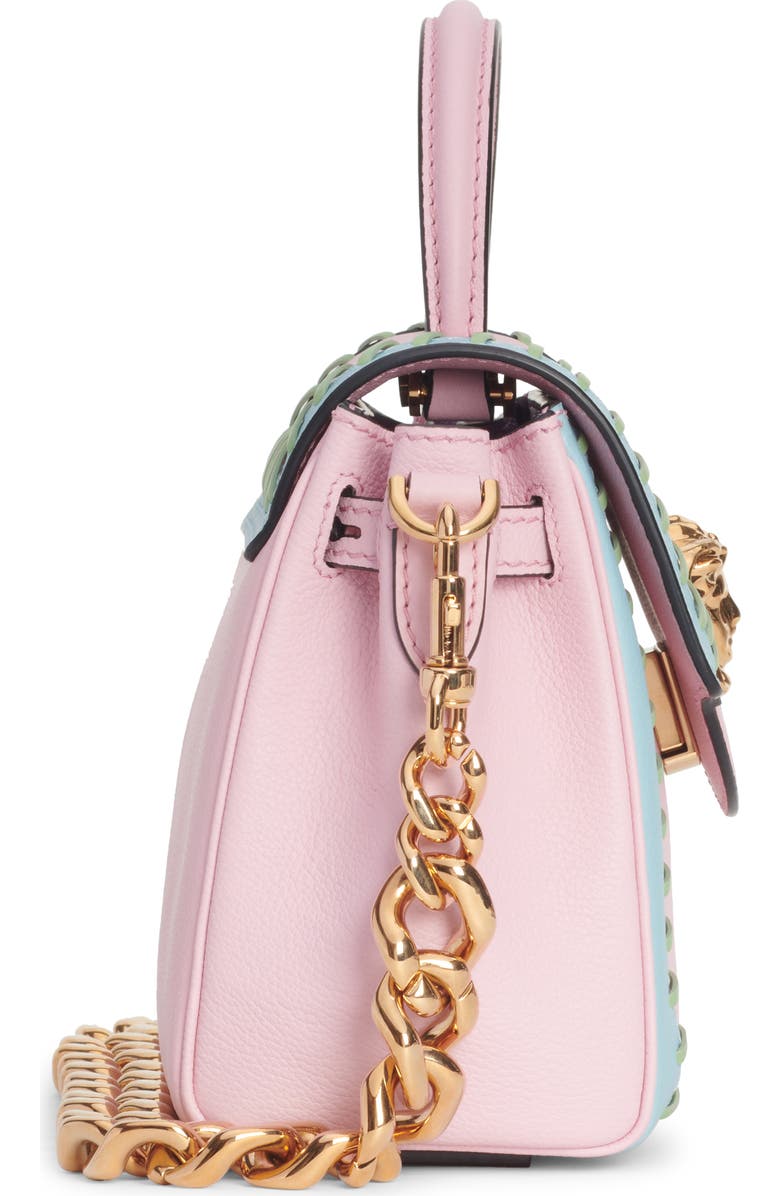 Versace La Medusa Two-Tone Whipstitch Leather Handbag, Alternate, color,