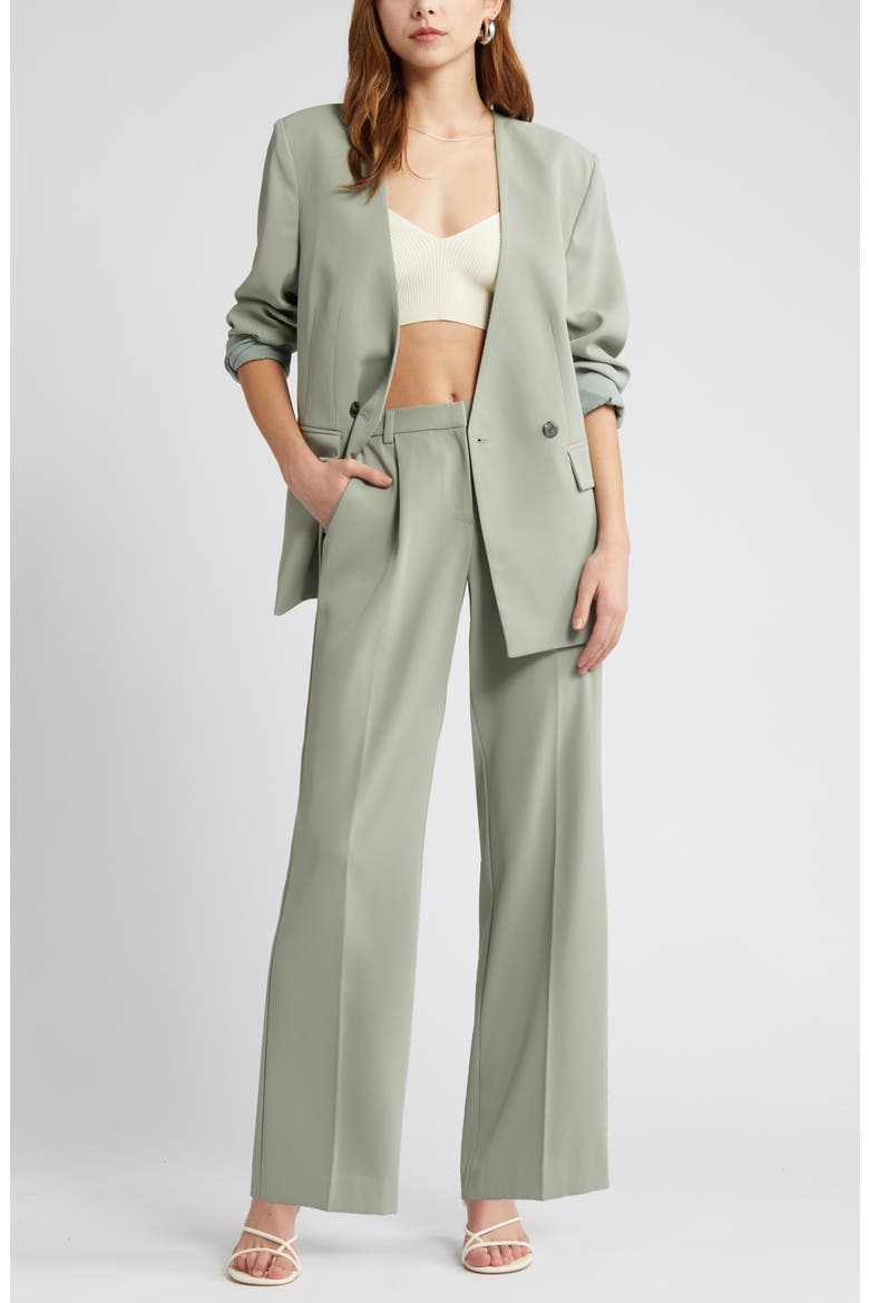 Collarless Double Breasted Blazer, Alternate, color, GREEN HALO