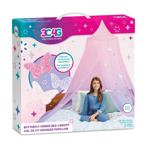 Butterfly Ombre Bed Canopy with Pink & Purple Shimmering Butterflies Kit