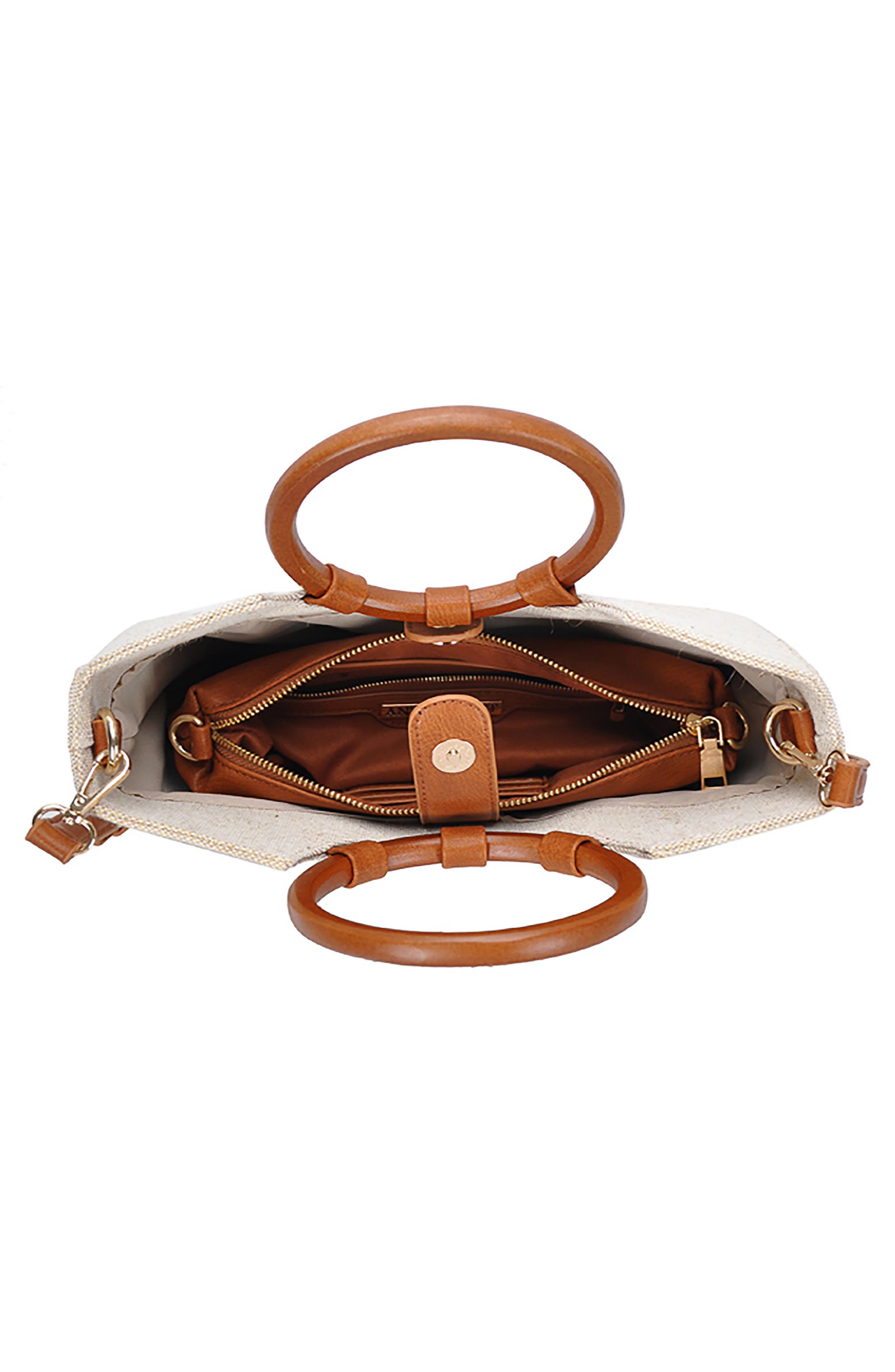 Antik Kraft Wood Handle Canvas Tote, Alternate, color, 