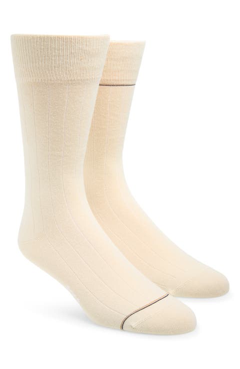 2-Pack Ribbed Crew Socks