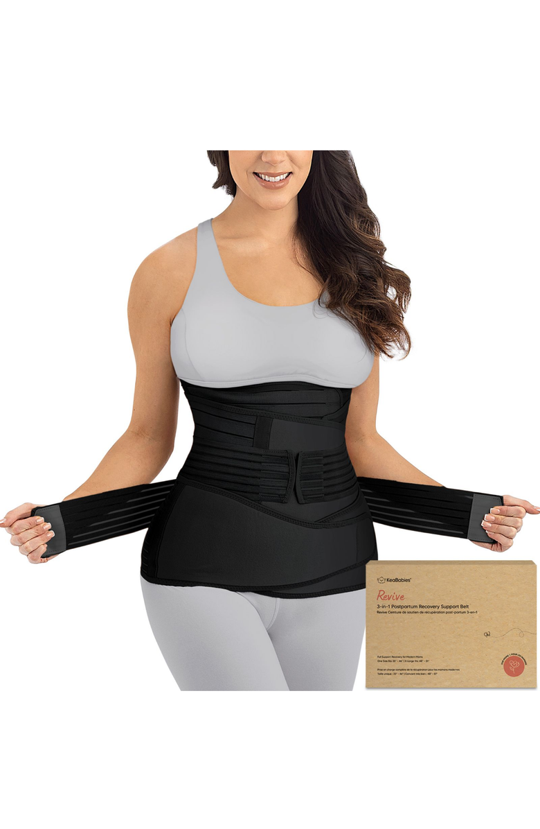 KeaBabies Revive 3-in-1 Postpartum Recovery Support Belt, Main, color, Midnight Black