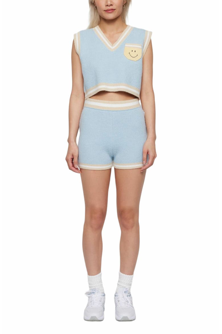 Smiley Wimbeldon Knit Shorts, Alternate, color, BABY BLUE