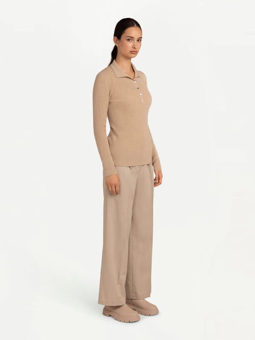 Gobi Mongolian Cashmere Organic Color Lightweight Polo In Beige
