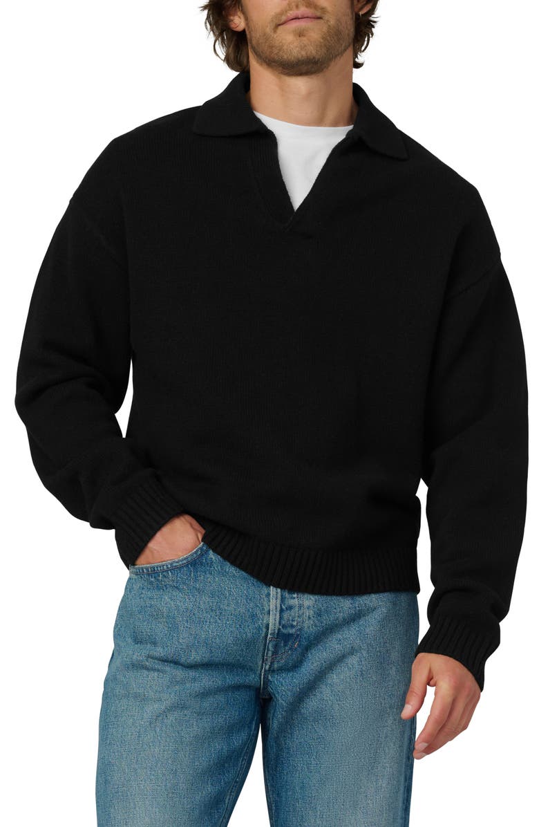 Joe's Relaxed Johnny Collar Wool Sweater, Main, color, Black