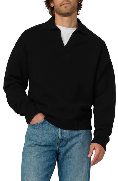 Relaxed Johnny Collar Wool Sweater