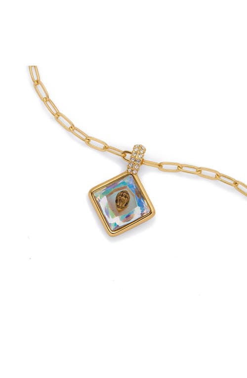 Kurt Geiger London Square Stone Eagle Pendant Necklace In Gold