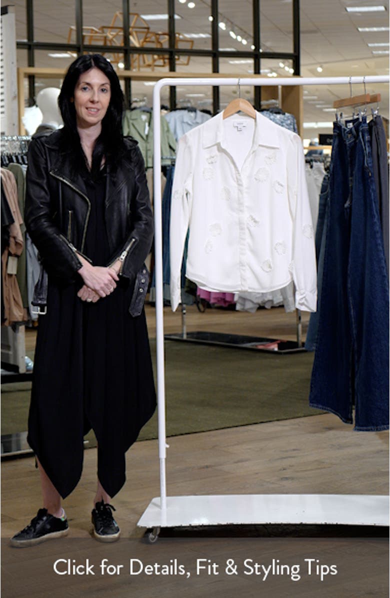 Floral Appliqué Georgette Button-Up Shirt, sales video thumbnail