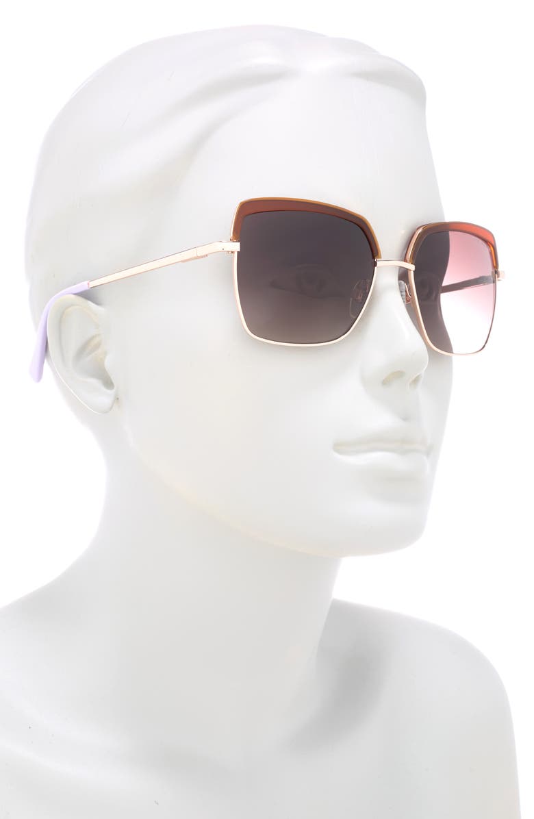 Ted Baker London 55mm Square Sunglasses, Alternate, color, Honey Tortoise