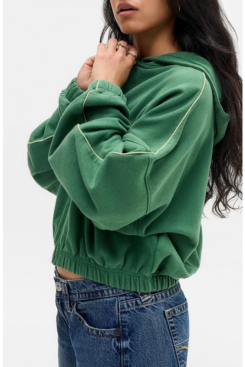 Bubble Hem Zip Hoodie, Alternate, color, GREEN