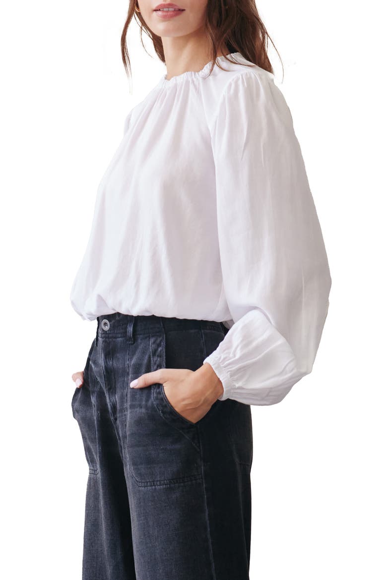 Shirred Neck Top, Alternate, color, WHITE